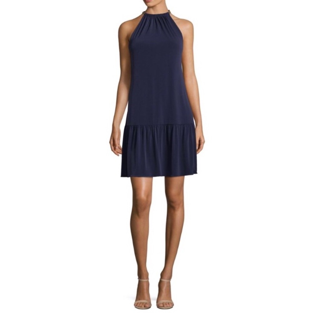 Michael Kors Solid Chain Halter Dress